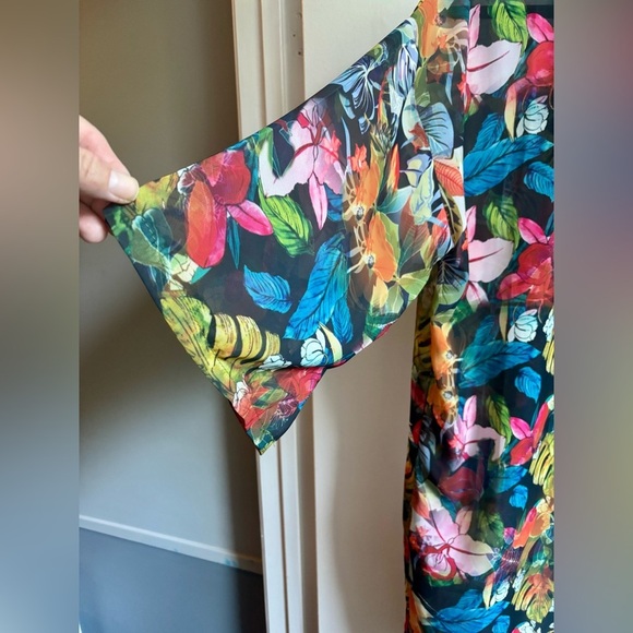 Colorful Floral Kimono - Tropical Beach Coverup - Picture 6 of 11